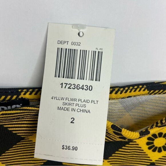 Hot Topic Floral Yellow Plaid Pleated Mini Skirt Size 2X - Picture 5 of 6